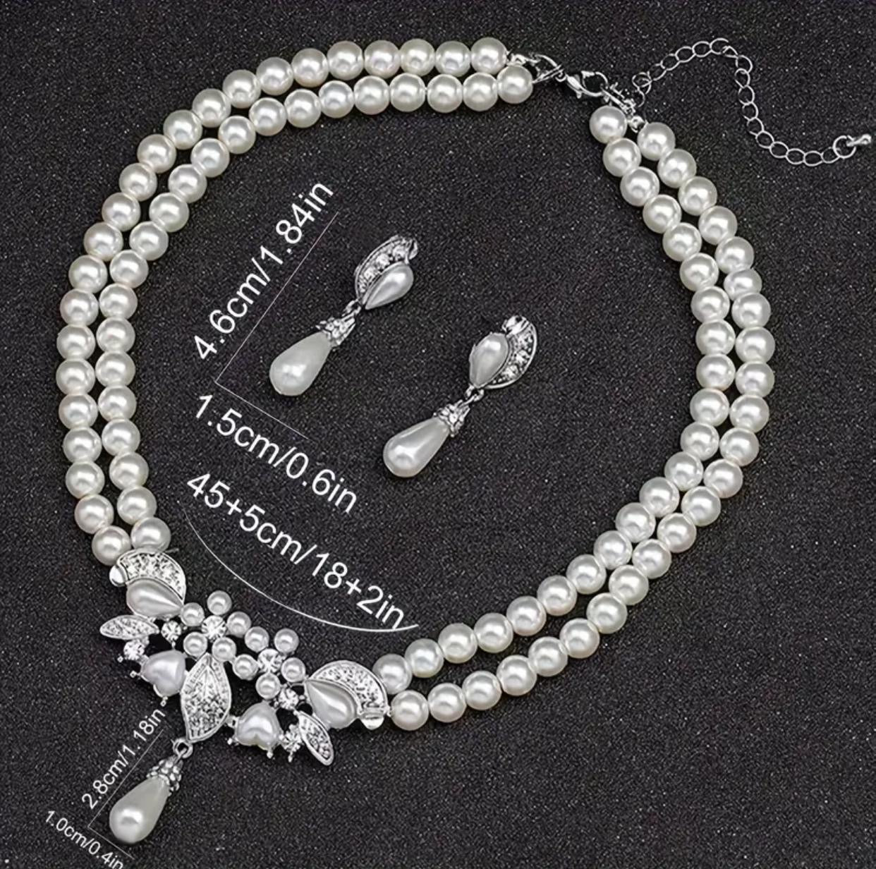 Faux Pearl Pendant Decor Necklace and Earrings Set
