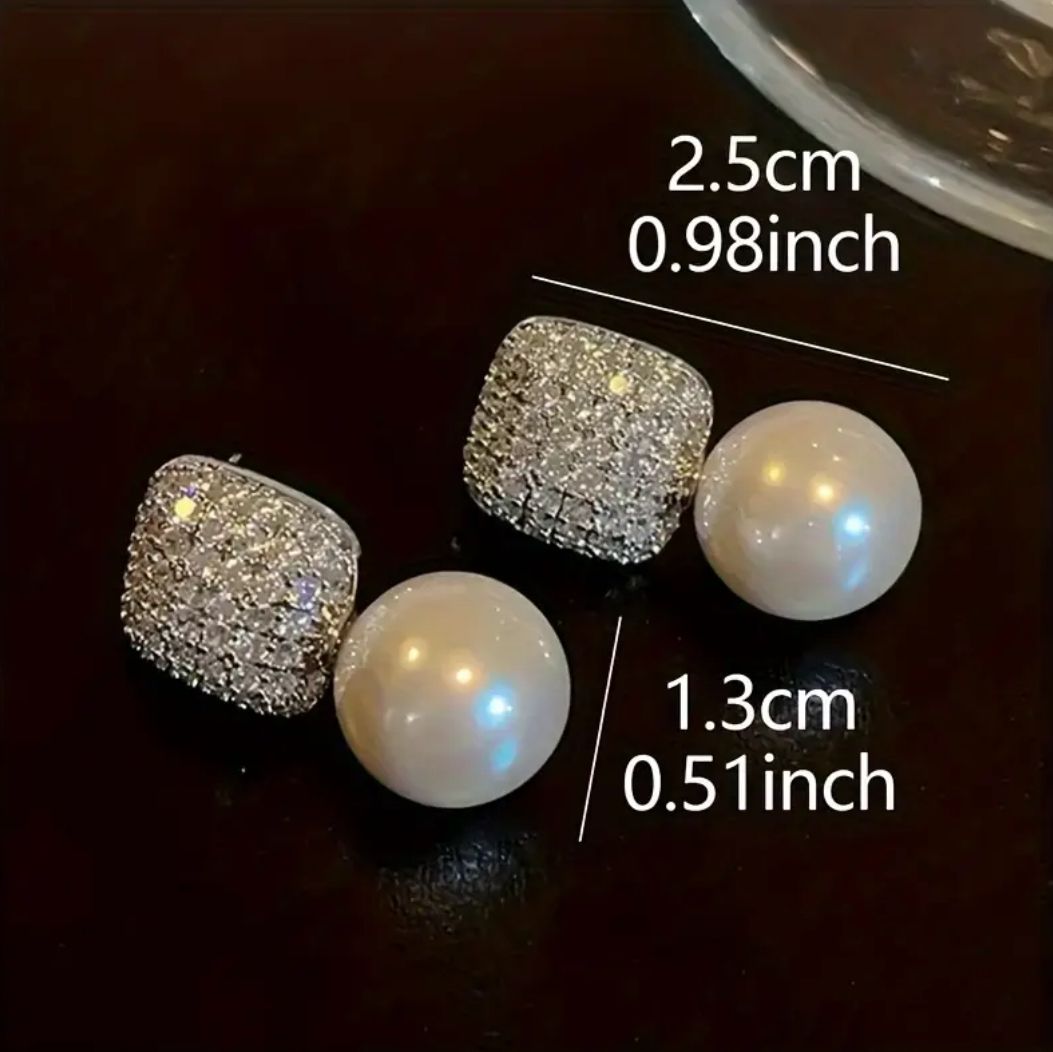 Rhinestone Encrusted Pearl Earrings