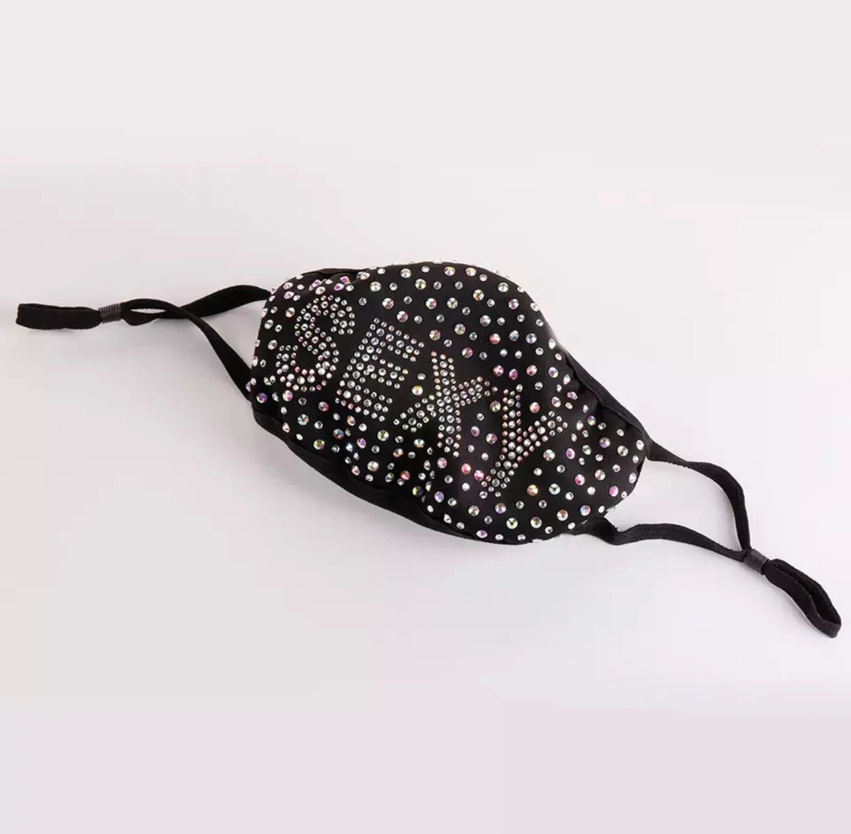 Luxury Rhinestone Inscribed Fashionable, Washable, Reusable Protective Bling Face Masks with Adjustable Ear Loops