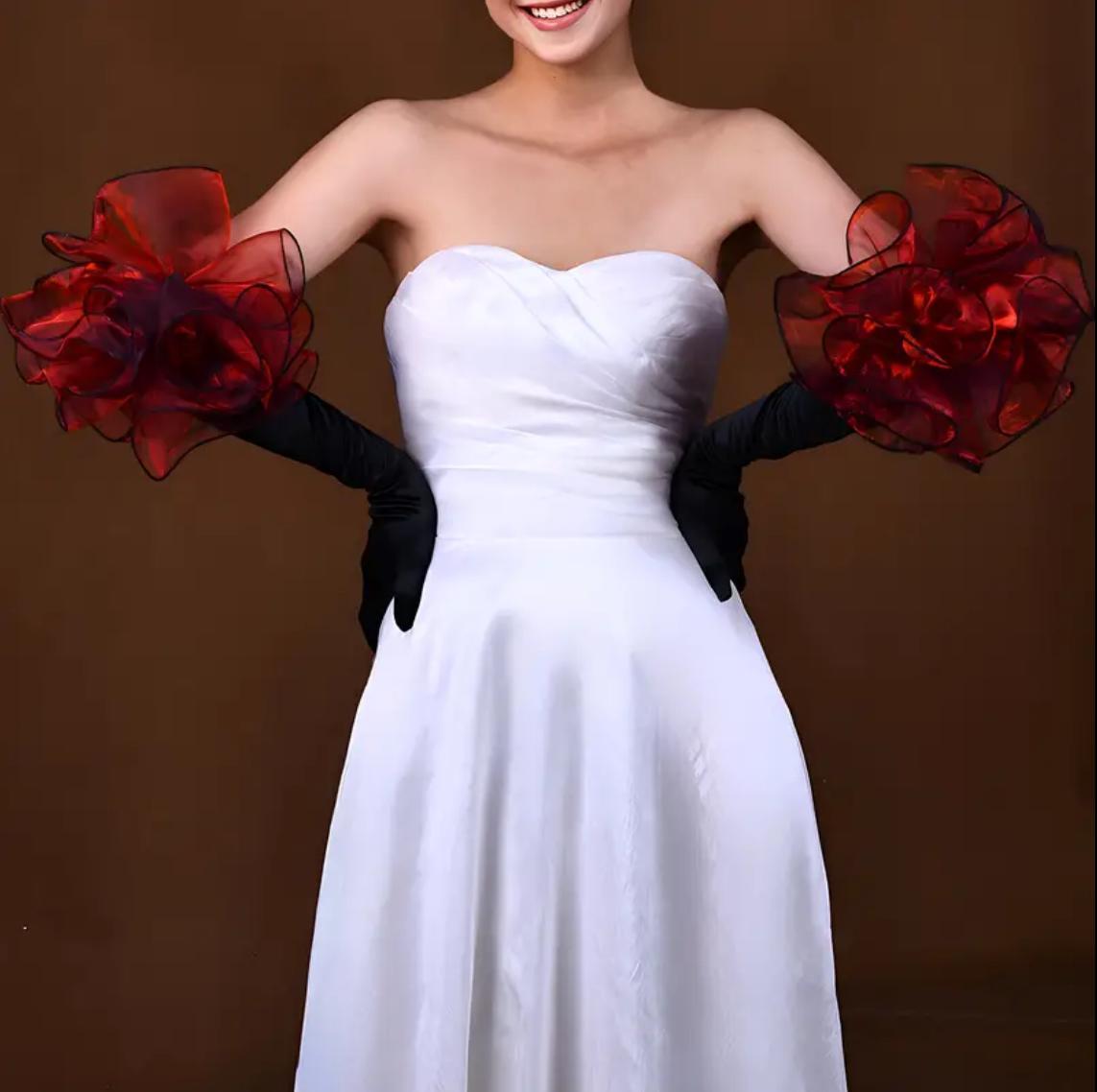 The Ruby Satin Floral Gloves