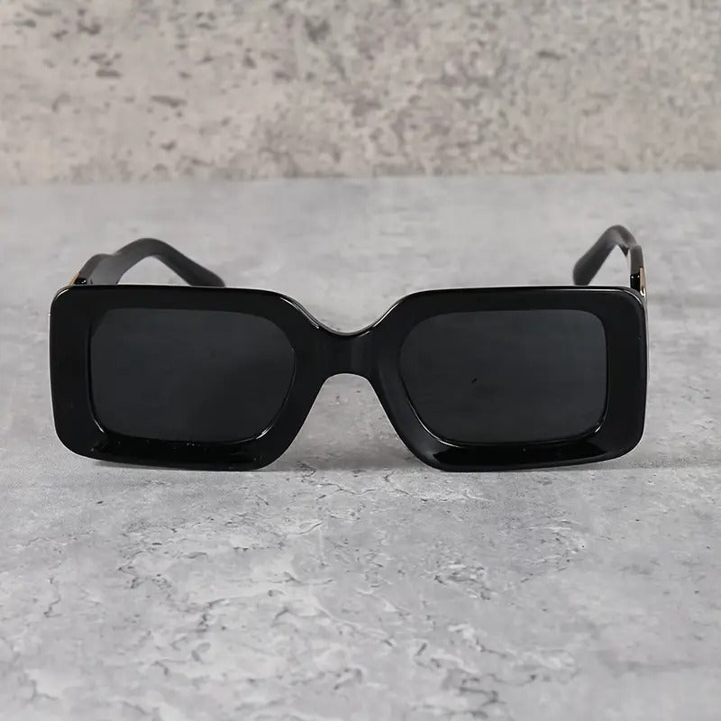 Square Fashion Sunglasses, Gold Chain Accent, UV Protection, 3 Colors, Available in White, Black, Grey