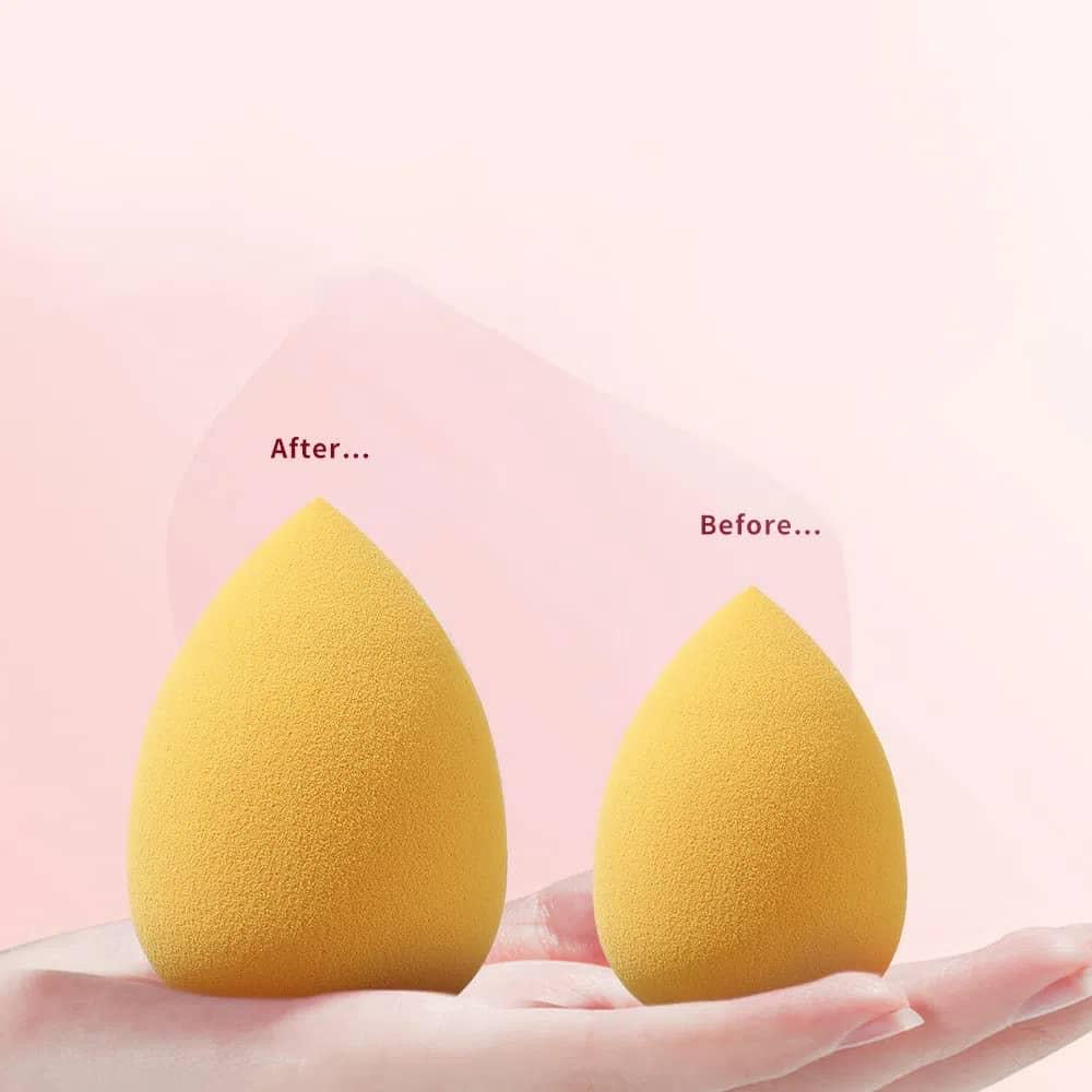 Makeup Sponge Beauty Blender Set, 4 Air Cushion Puffs with Clear Storage Case, Purple, Pink, Green, Yellow