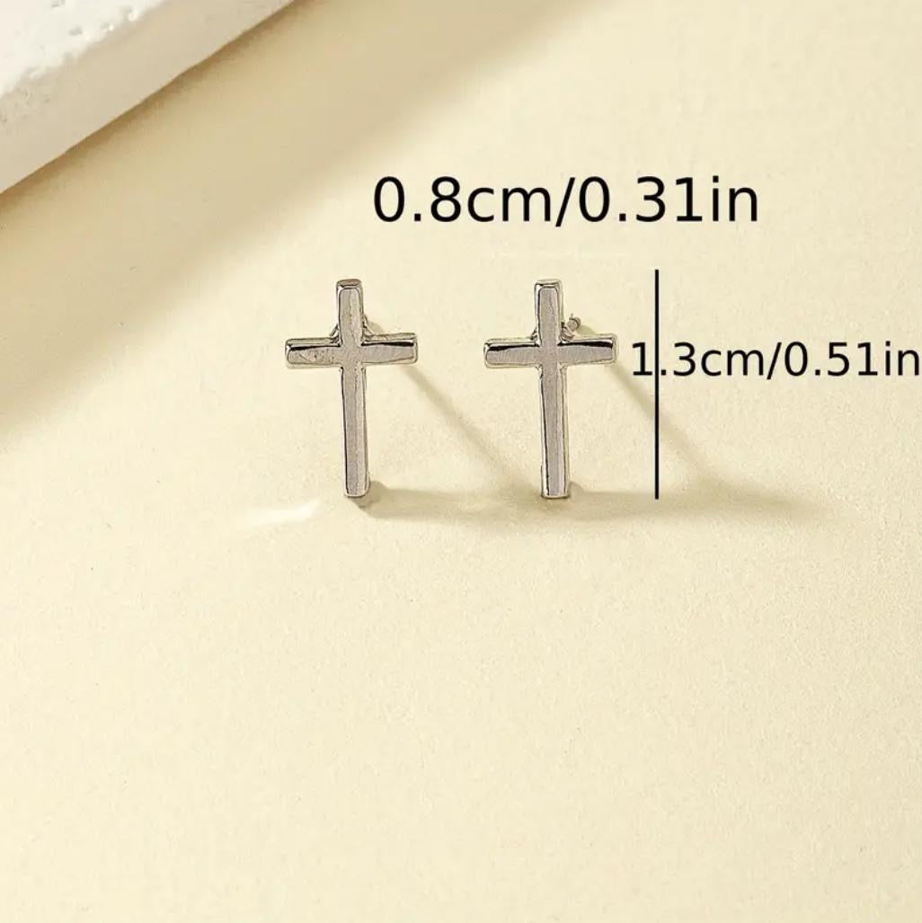 Silver plated religious stud earrings