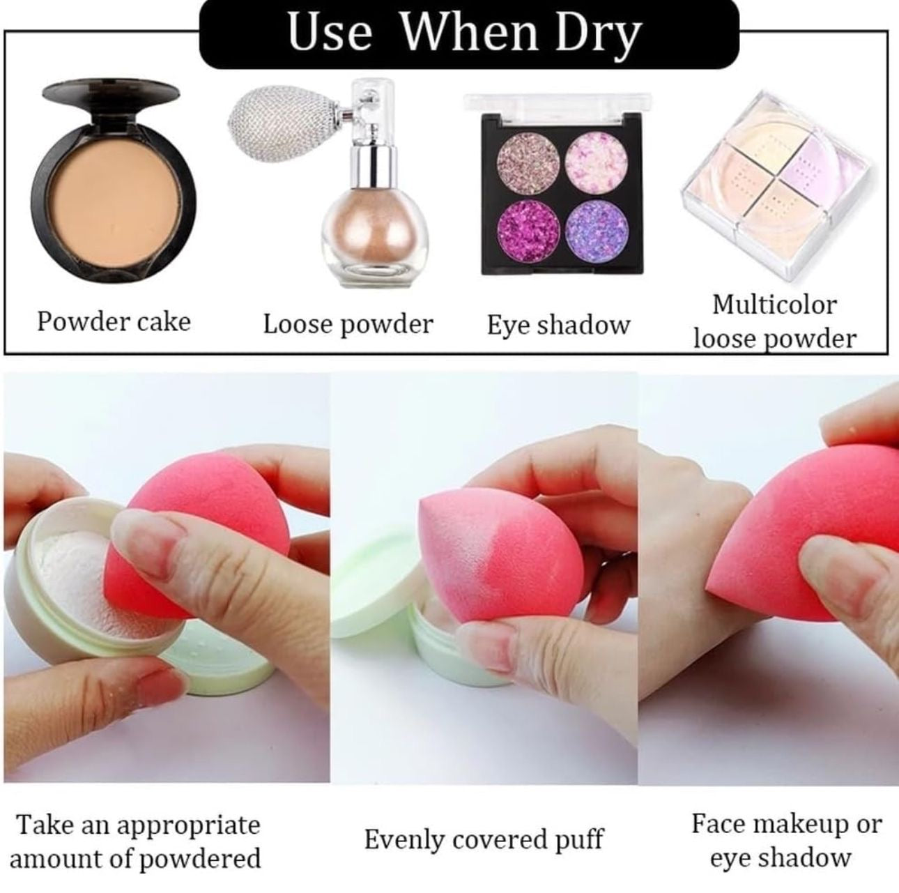 Makeup Sponge Beauty Blender Set, 4 Air Cushion Puffs with Clear Storage Case, Purple, Pink, Green, Yellow