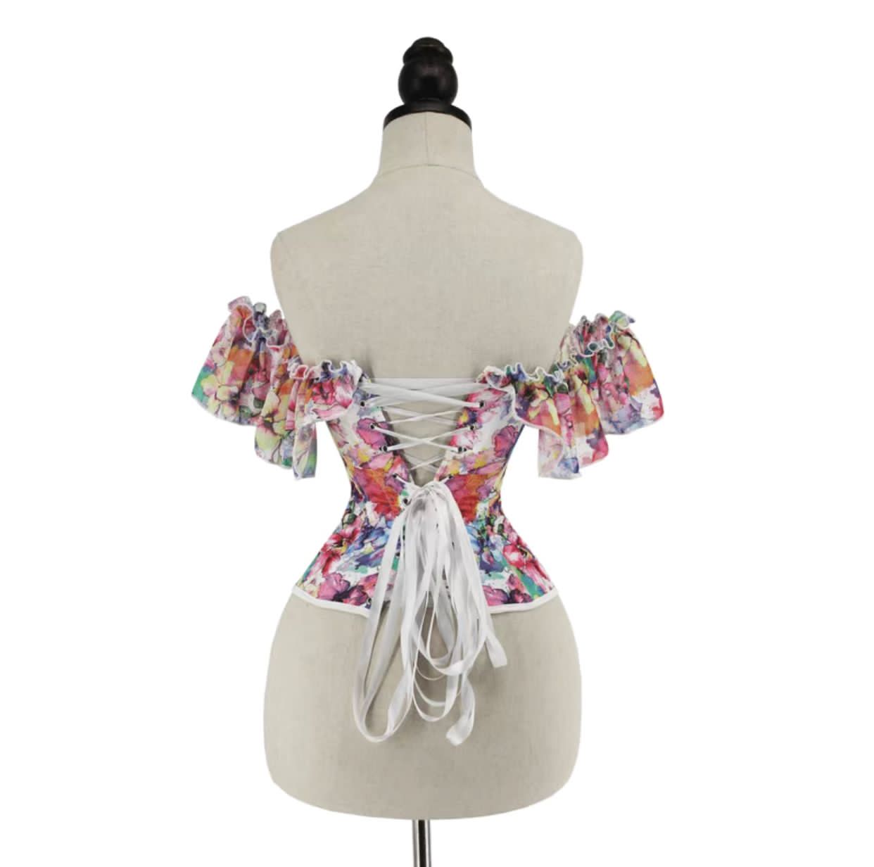 Multicolor Ruffled Off-Shoulder Corset Top