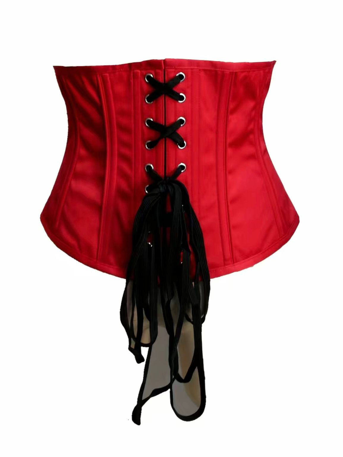 Red Embroidered Strapless Corset Bustier