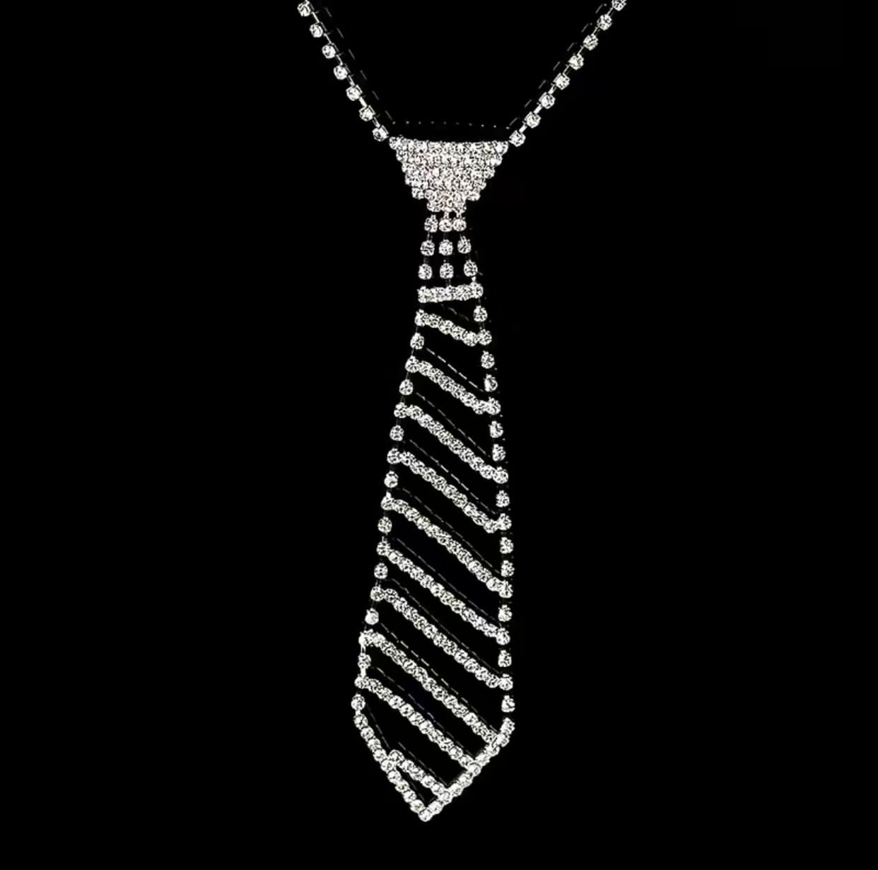 Rhinestones Tie Necklace