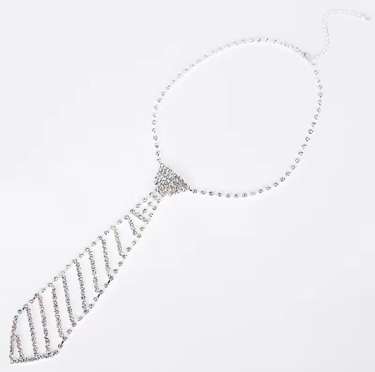 Rhinestones Tie Necklace