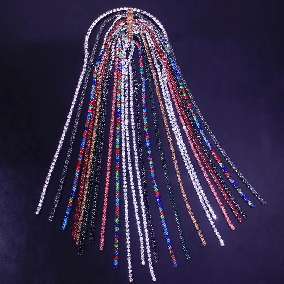 Rhinestones Tassel Headband In Multicolor