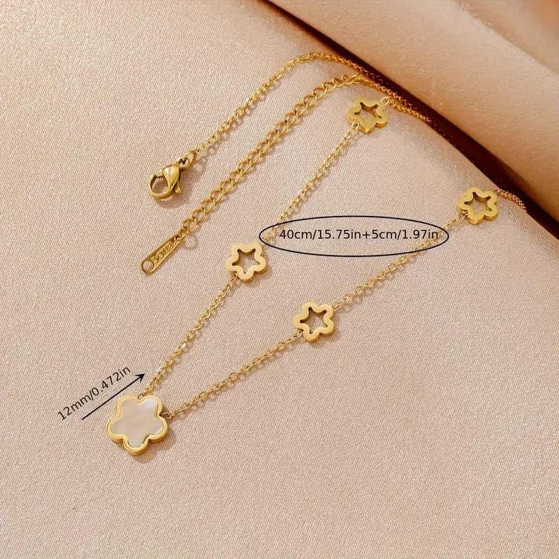 Stainless Steel Gold-Plated Cut Out Clover Necklace