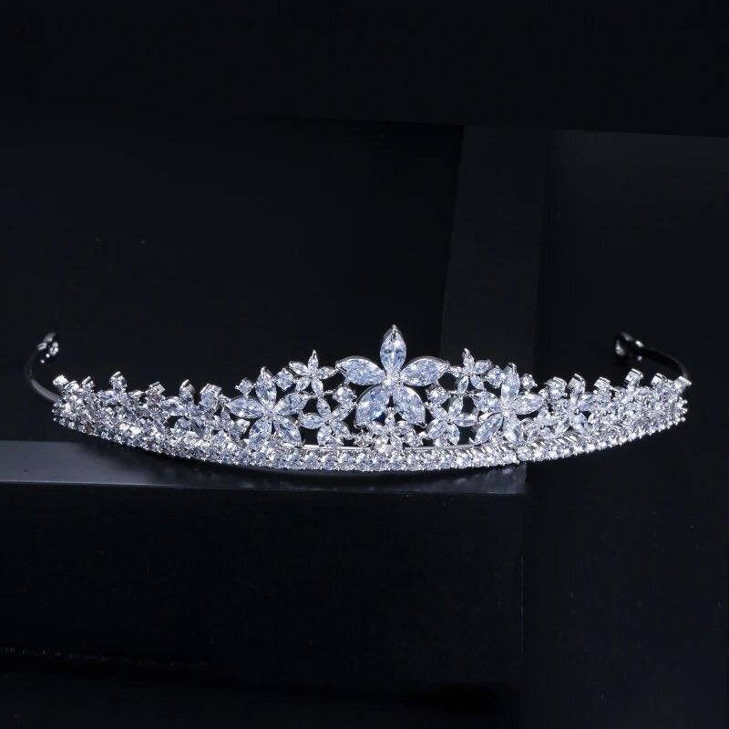Marquise CZ Floral Tiara