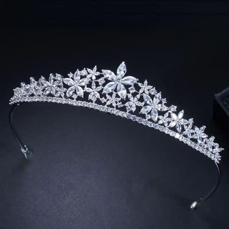 Marquise CZ Floral Tiara