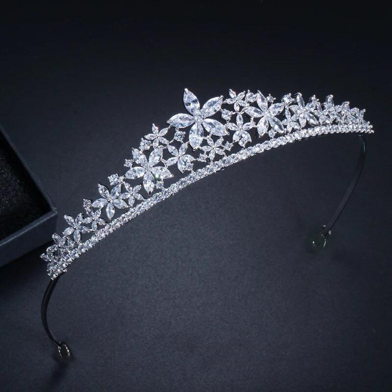Marquise CZ Floral Tiara