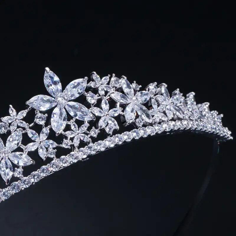Marquise CZ Floral Tiara