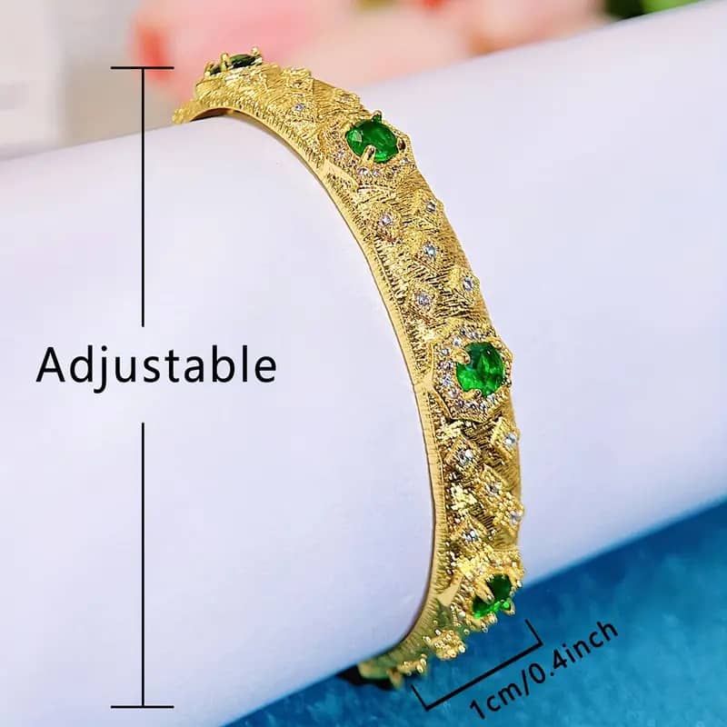 Luxury 18K Gold Plated Handmade Wire CZ Cuff Bangle