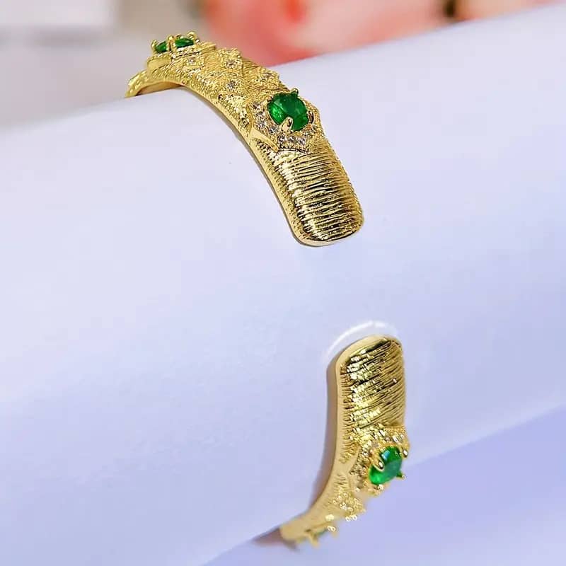 Luxury 18K Gold Plated Handmade Wire CZ Cuff Bangle