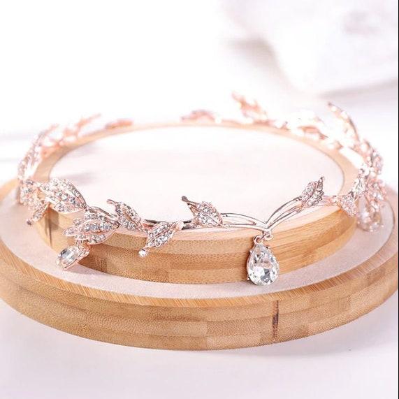 Rhinestone Teardrop Leaf Bridal Headband
