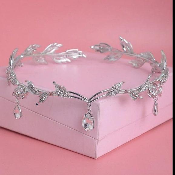 Rhinestone Teardrop Leaf Bridal Headband