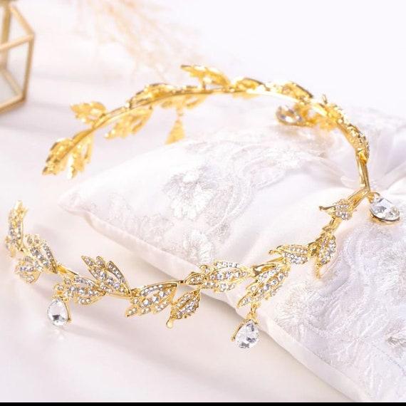 Rhinestone Teardrop Leaf Bridal Headband