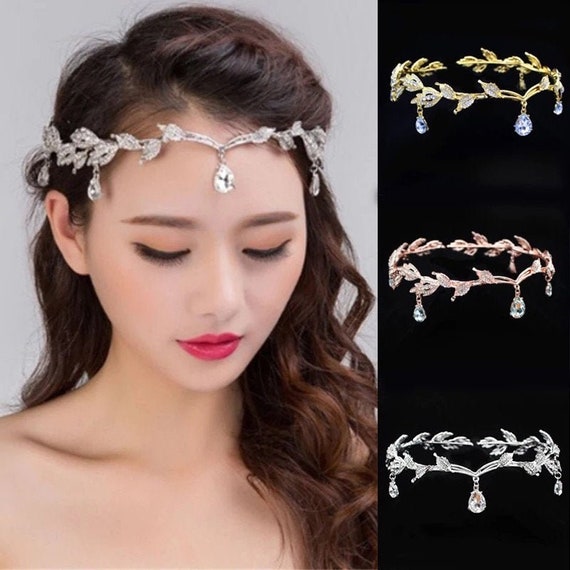 Rhinestone Teardrop Leaf Bridal Headband