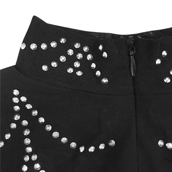 Sparkly Metallic Rhinestone Studded See-through Bodycon Mesh Maxi Party Dress