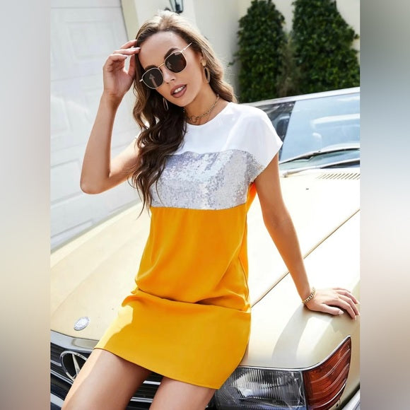 The Sunny &Amp; Bright Color Block Mini Dress