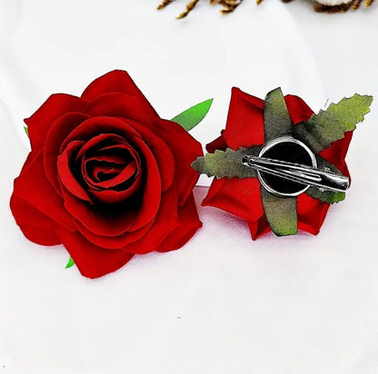 2pcs Red Roses Hair Clips