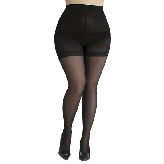 Women's Plus Size Sheer Control Top Pantyhose, High Rise, Black