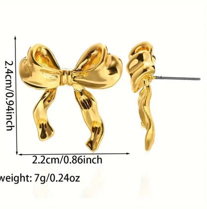 Gold Plated Bowknot Stud Earrings