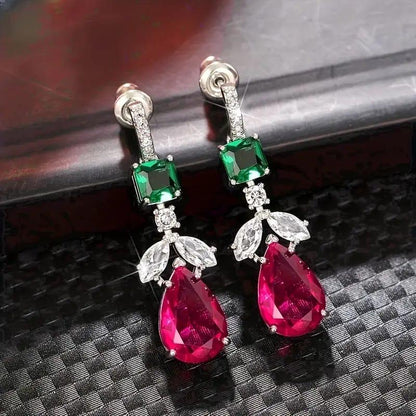 uxury Crystal Gems Dangle Earrings