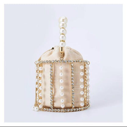 Luxury Rhinestone Diamond And Pearl Clutch Bag