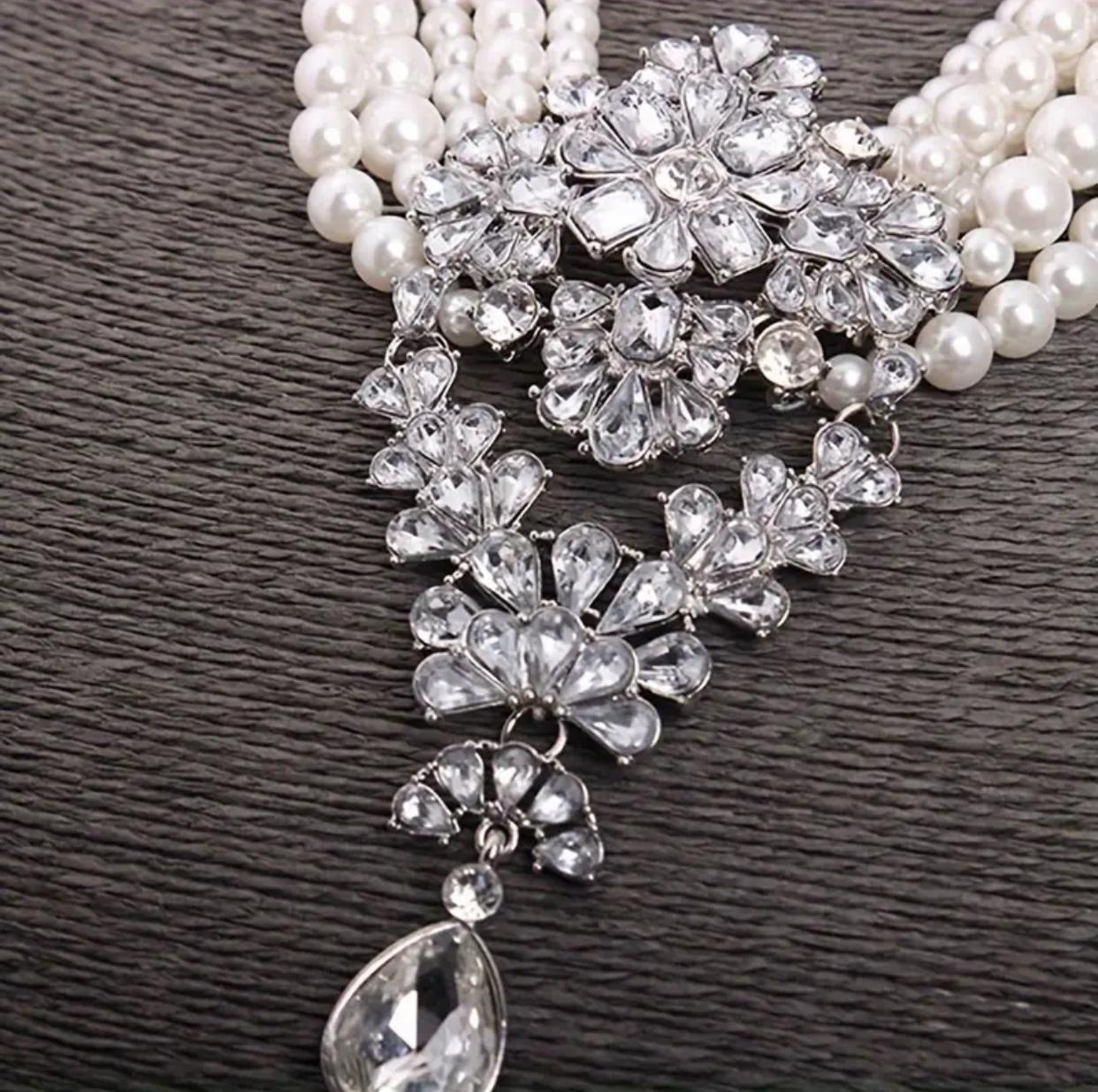 Vintage Water-Drop Multi-Strand Faux Pearl Necklace