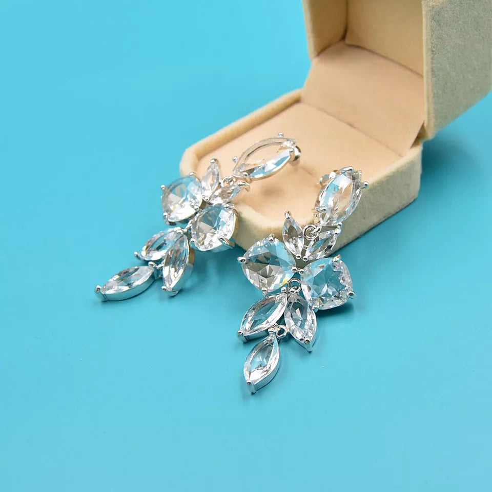 ‘Clear Ice Leaves Chandelier Earrings’