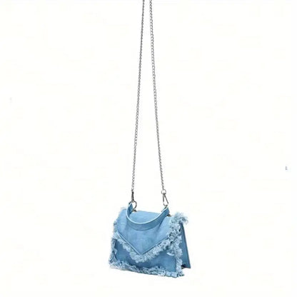 Trendy Y2K Denim Chain Crossbody Mini Handbag.