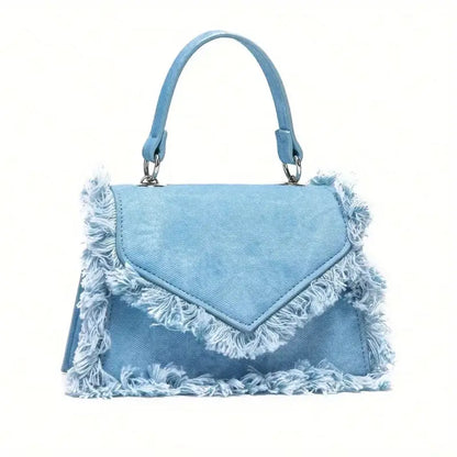 Trendy Y2K Denim Chain Crossbody Mini Handbag.