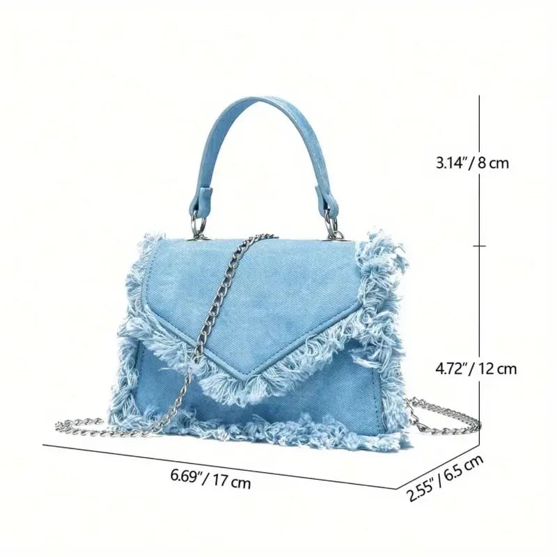 Trendy Y2K Denim Chain Crossbody Mini Handbag.