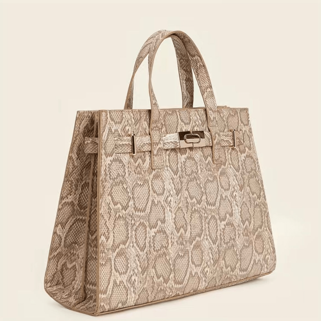 Elegant Snakeskin Pattern Satchel Bag