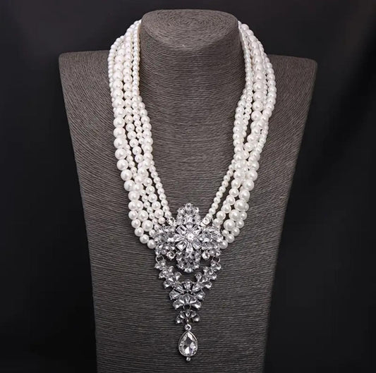 Vintage Water-Drop Multi-Strand Faux Pearl Necklace