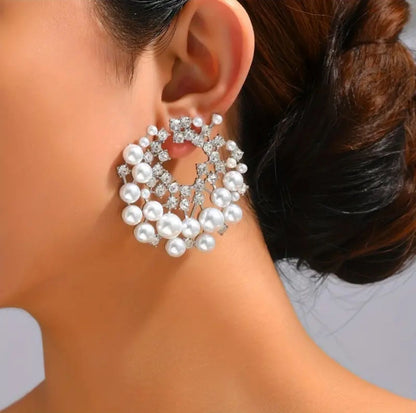 Elegant Pearl and Rhinestone Studs