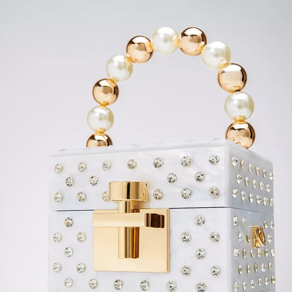 Luxury Pearl Handle Rhinestone Clutch