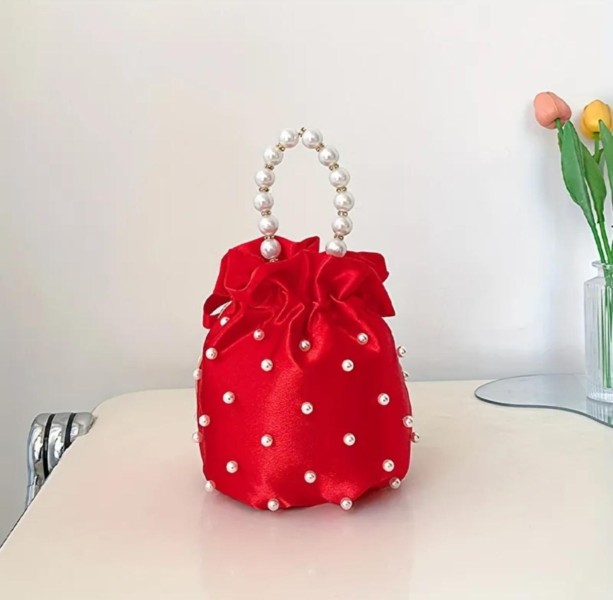 Bright Red Mini Fashion Drawstring Bucket Bag