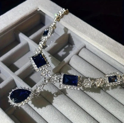 Elegant Blue Gemstones & Crystals Jewelry Set