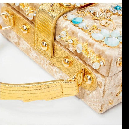 Luxury Velvet Crystal And Diamond Female Clutch