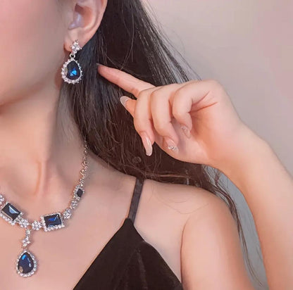 Elegant Blue Gemstones & Crystals Jewelry Set