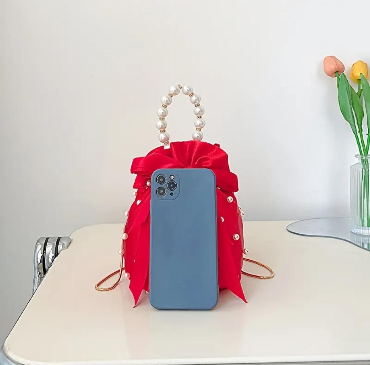 Bright Red Mini Fashion Drawstring Bucket Bag