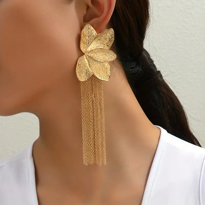 Golden Petals Tassel Earrings