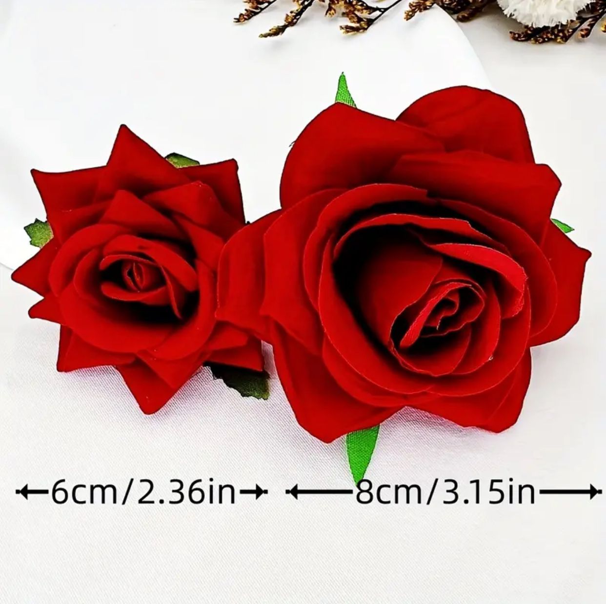 2pcs Red Roses Hair Clips