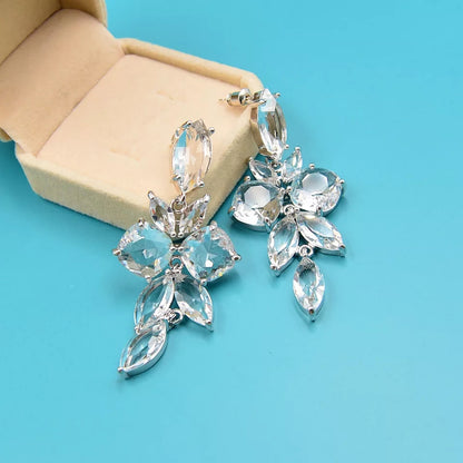 ‘Clear Ice Leaves Chandelier Earrings’