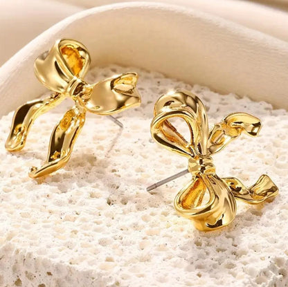 Gold Plated Bowknot Stud Earrings