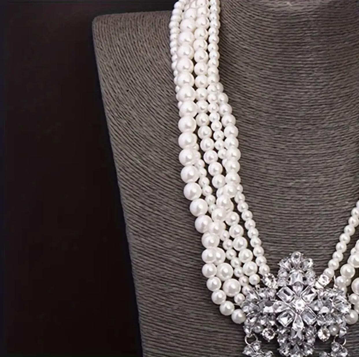 Vintage Water-Drop Multi-Strand Faux Pearl Necklace